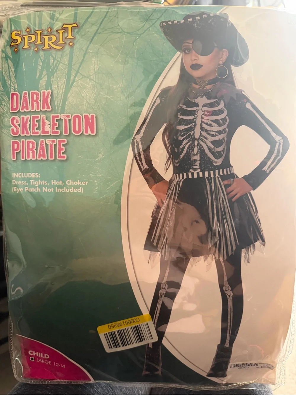 MOVING SALE Spirit Halloween Dark Skeleton Pirate Costume – Child Large (12–14)